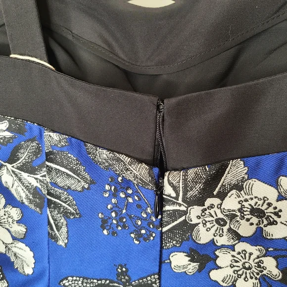 NWT CAROLINA HERRERA Resort 2021 Floral Jacquard Midi Dress - Cobalt Blue Size 8 - Picture 9 of 16